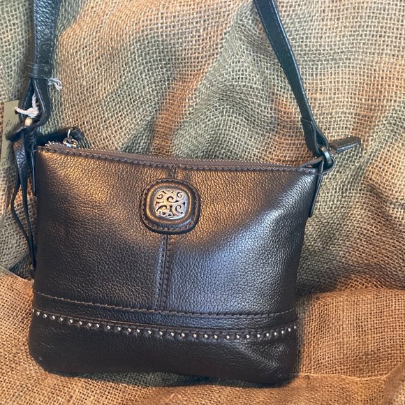 Brighton Leather Bronzy Brown Silver Studded Crossbody in Great Condition - Picture 4 of 10